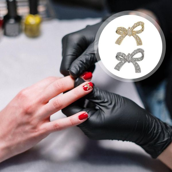 

nail art decorations 2pcs stylish bowknot patch manicures supplies, Silver;gold