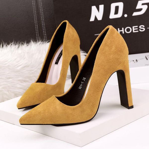 

korean fashion umps women shoes red flock slip-on shallow wedding party pointed toe .5cm high heels pump chaussures femme dress, Black