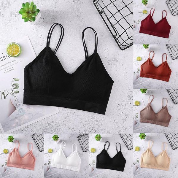 

camisoles & tanks y25 crop women underwear seamless tank bra padded fashion backless camis wirecomfort sports streetwear, Black;white