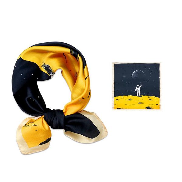 

scarves 53*53cm square scarf hair tie band party print women elegant small vintage skinny retro head neck silk satin headband, Blue;gray