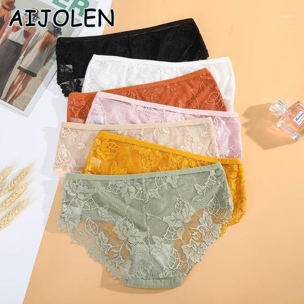 

women's panties aijolen underwear for women soft cotton lace stitching lingerie lightweight see-through underpants, Black;pink
