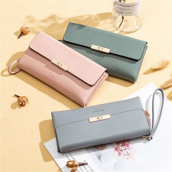 

wallets 2021 women's wallet long style for women ins stack korean multi-function clutch bag, Red;black