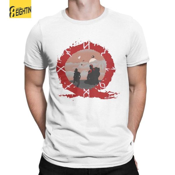 

men's t-shirts god of war kratos men father and son novelty pure cotton tee shirt round collar short sleeve t shirts summer, White;black