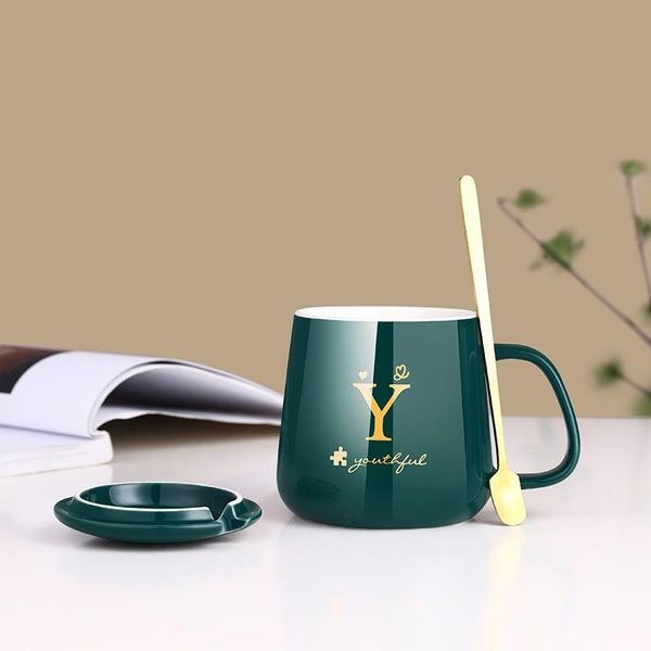 

mugs creative surname ceramics mug modern simple office home gift spoon with lid coffee cups