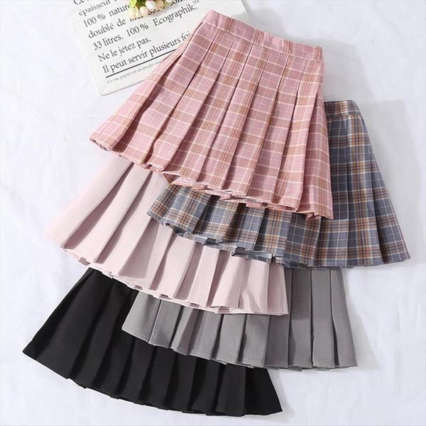 

girls autumn vintage pleated womens skirt plaid school teens girl spring children clothing 3 4 6 8 10 12 14, Blue