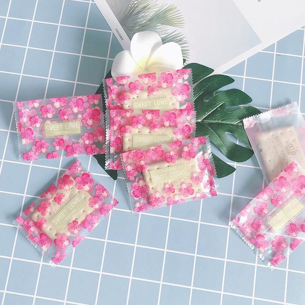 

gift wrap 100pcs/lot transparent cellophane cherry blossoms sprinkle snowflake crispy nougat wrapping cookies candy baptism diy sugar pack