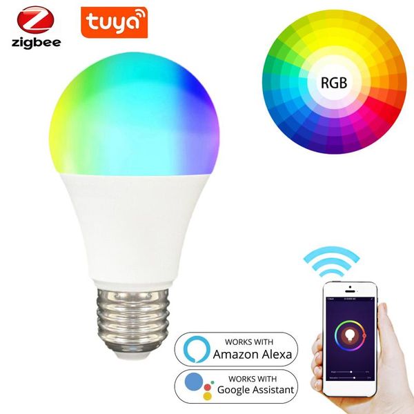 

smart home control led light bulb zigbee lamp rgb e27 110v 220v 9w dimmable with tuya life app