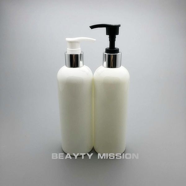 

storage bottles & jars beauty mission 20pcs/lot 300ml plastic packaging lotion silver collar pump shampoo white empty container