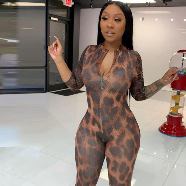 

women's jumpsuits & rompers european one piece romper long sleeve skinny print women jumpsuit body femme overalls, Black;white