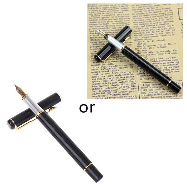 

baoer 801 stainless steel metal medium nib fountain pen student office writing k9fc pens