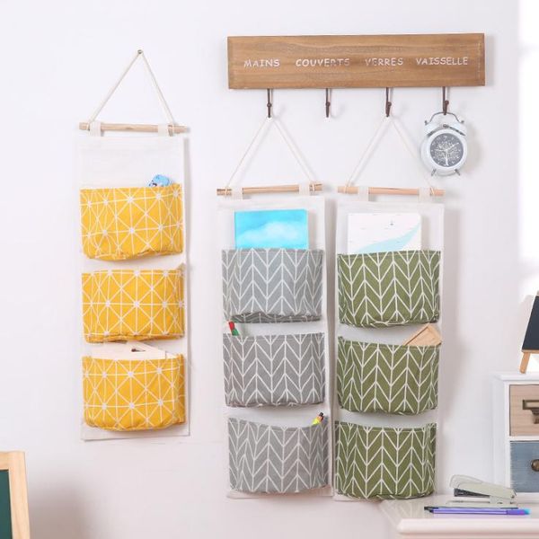 

storage hanging bag multi layer fabric cotton linen waterproof behind door boxes & bins