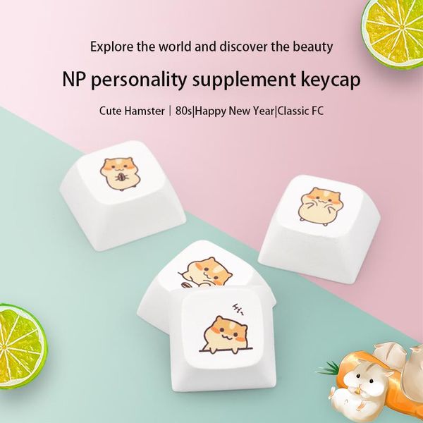 

keyboards diy personalized fun keycaps supplement cute hamster for mechanical keyboard np contour gaming computer accessory 4 color 1.45mm