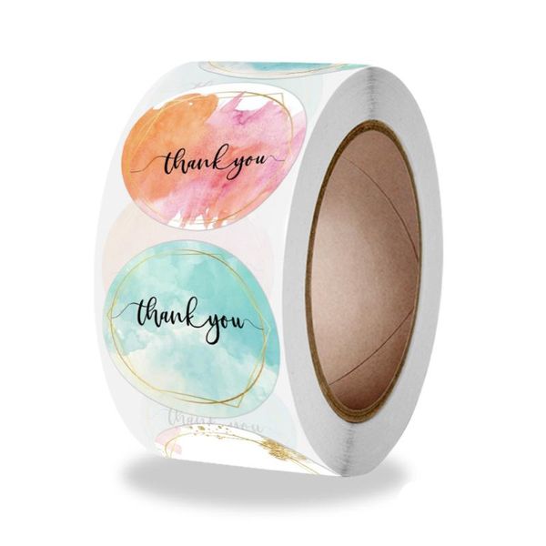 

500pcs 1 inch color thank you stickers 4 beautiful designs gift box tags candy handbag envelope paper seal label decor wrap