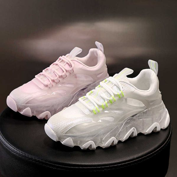 

muffin luminous daddy shoes women's fashion 2021 summer new mesh versatile casual crystal soled sneakers