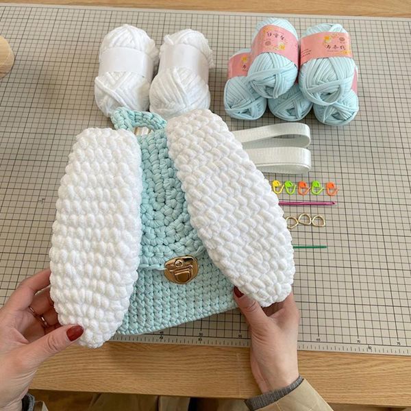 

bag parts & accessories weave woolen yarn material set for phone coin handbag sewing diy, Black