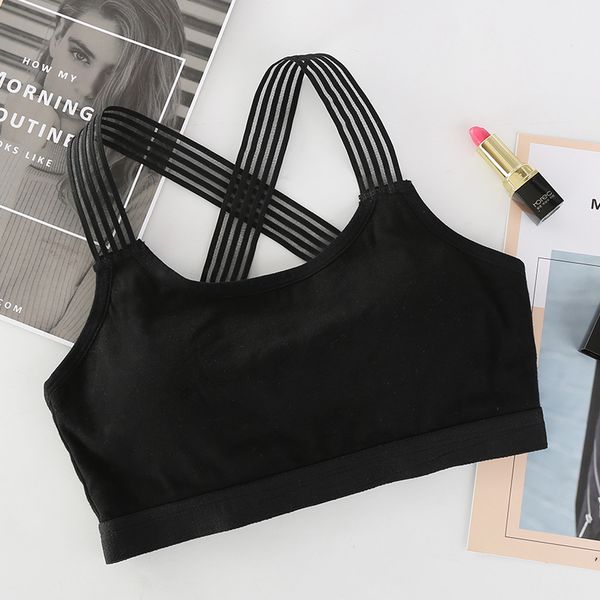 

cross back straps sports bra shockproof breathable fitness running gym yoga vest sport sportswear for women girls, Gray