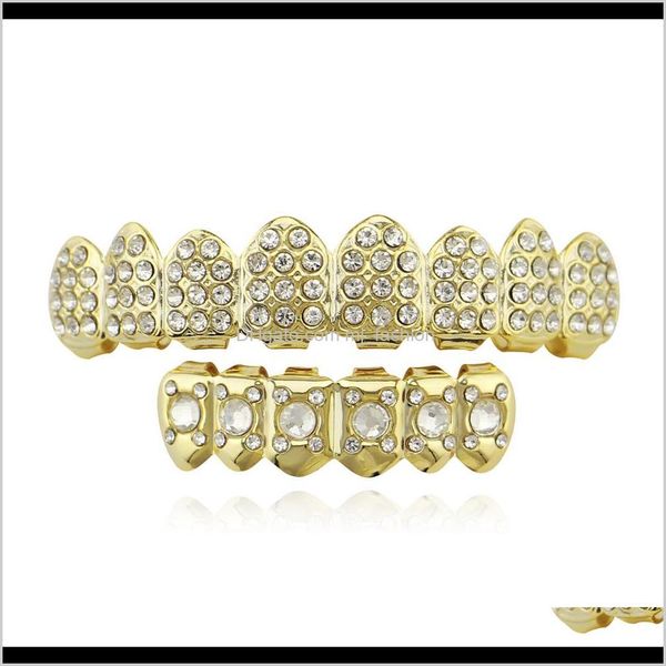 

grillz, drop delivery 2021 hip hop grillz real gold plated dental grills rapper body jewelry halloween aessories party toy two colors golden, Black