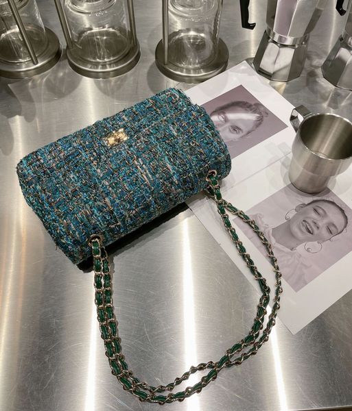 

design fall winter tweed bags classic double flap chains crossbody shoulder large capacity two-tone famous
