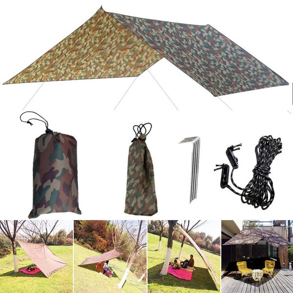 

3x3m camouflage sun shelter awning tent tarp outdoor camping rain anti uv beach shade sunshade canopy tents and shelters