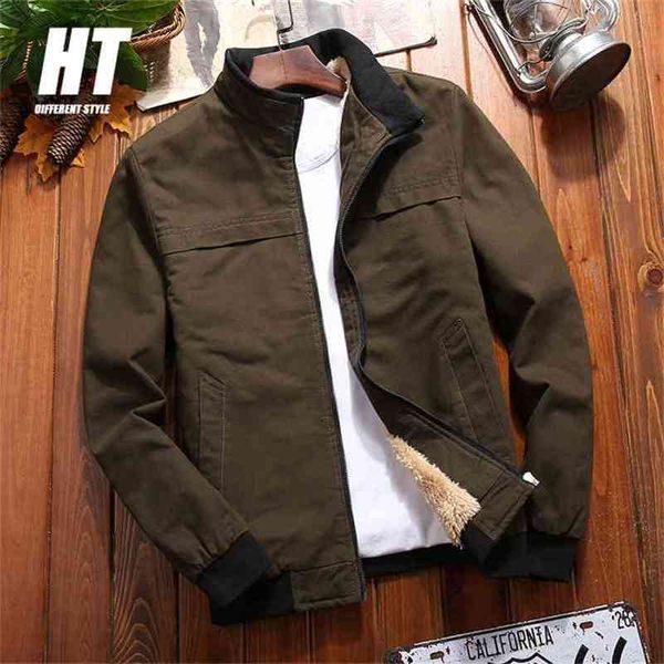 

men's winter jacket warm fleece cargo bomber s casual thick windbreaker slim fit coat brand baseball parka 210811, Black;brown