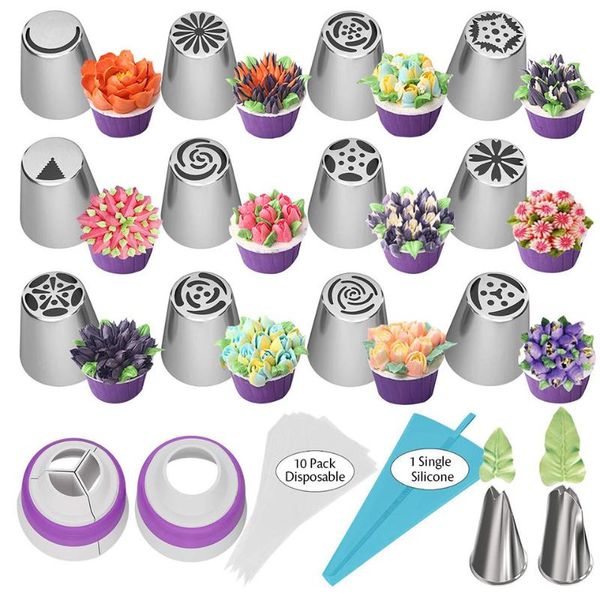 

27pcs leaf tips kitchen diy icing piping cream leaves russia nozzles reusable pastry bags cake decorating tools baking &