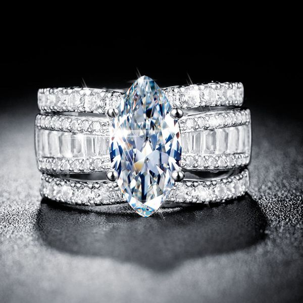 

zircon ring silver plated 18k gold quality three piece set o1gu, Golden;silver