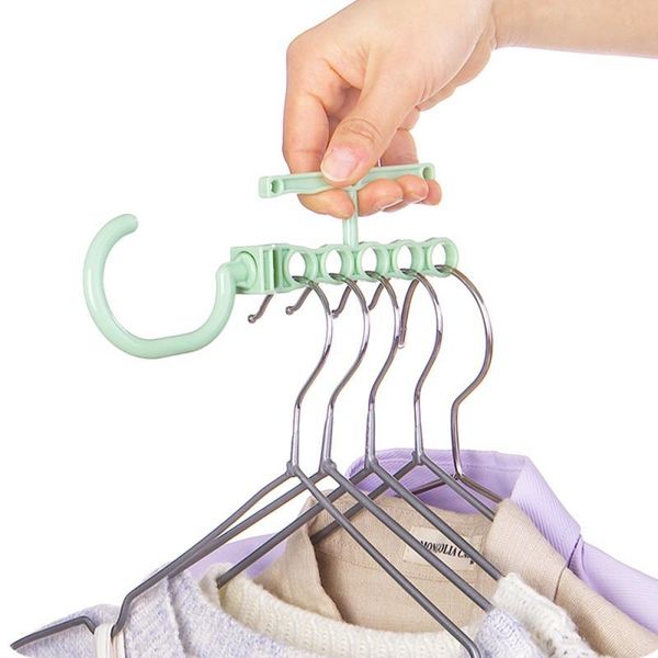 

creative rotary with handle hanger five-hole windproof closet sorting organizer portable space-saving clothes 2021 hangers & racks