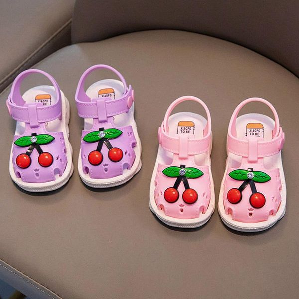 

sandals infant baby girl shoes toddler summer flats beach soft sole anti-slip crib first walker fruit sweet princess, Black;red