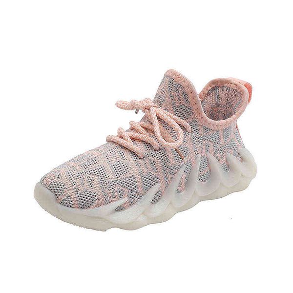 

2021 spring and autumn flying woven children's sports shoes soft soled running ocs girl trend middle school university, Black