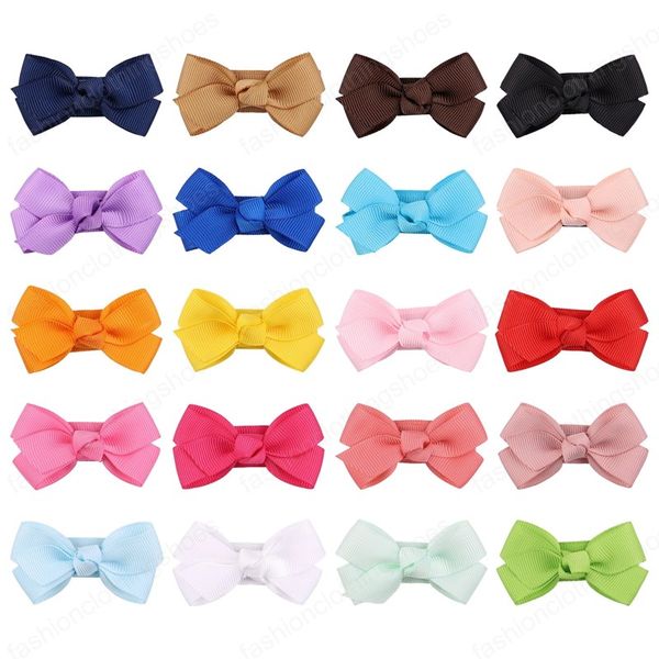 

grosgrain ribbon bowknot hair clips for cute girls handmade mini bb hairpins candy color barrettes headwear kids hair accessories, Slivery;white