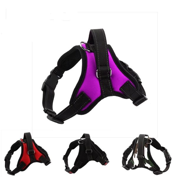 Dog Harness Pet Cat Colashes ajustáveis ​​com trela reflexiva Respirável para pequenas e grandes dogharness colete Animais de estimação suprimentos 5400 Q2