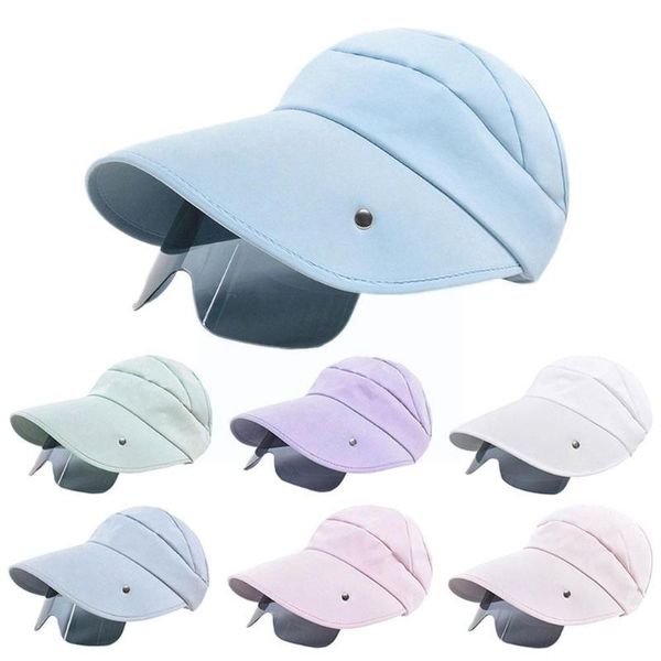 

wide brim hats women retractable drawstring visor female summer sun cap fishing riding outdoor empty hat beach caps sports anti-u e7v6, Blue;gray