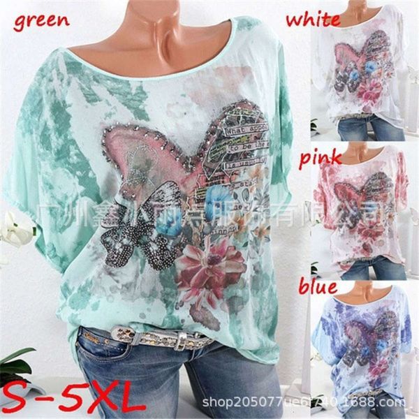 

women's t-shirt eday summer large short sleeve printed round neck 3kd7, White