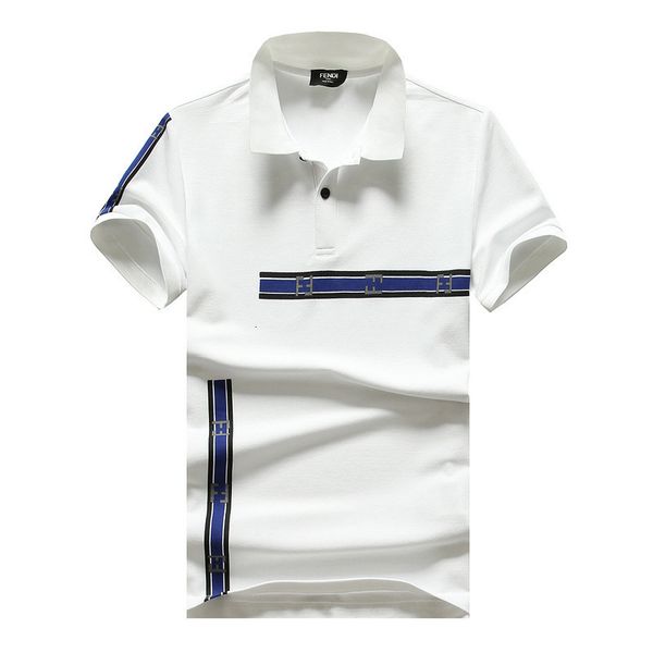 

new summer men's 2021 lapel printed high-quality mercerized cotton short-sleeved polo shirt size m-3xl, White;black