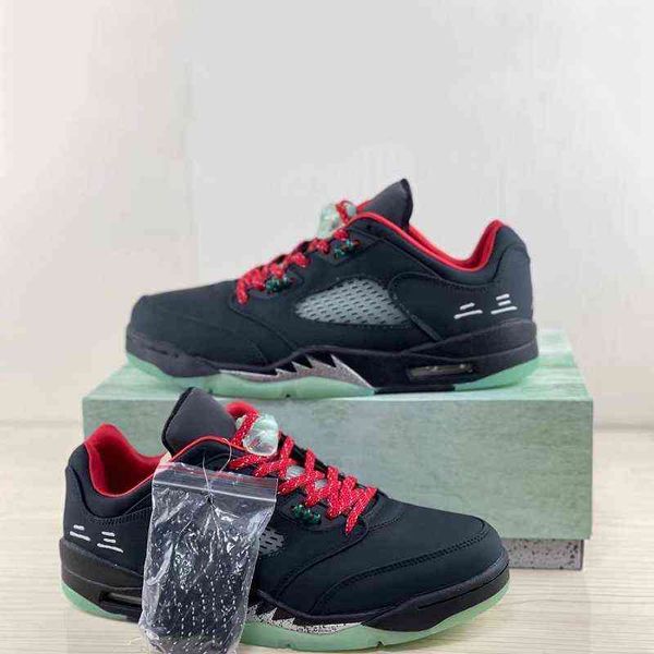 

jumpman clot x 5 5s low men basketball shoes fashion black red green trainers sports sneakers 40-47 with box