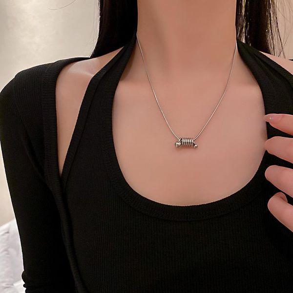 

chains south korea ins cold wind geometric swirls the niche design metal pendant necklace, necklace collarbone chain accessories, Silver