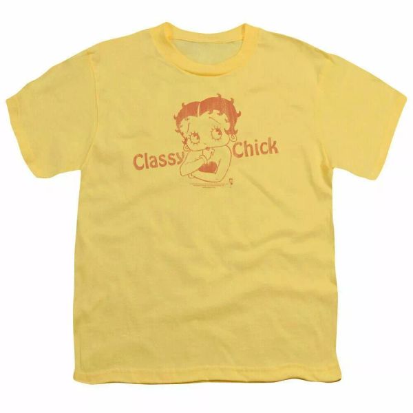 

Betty Boop Classic Chick Kids Youth T Shirt Licensed Classic Cartoon Tee Banana, White;black