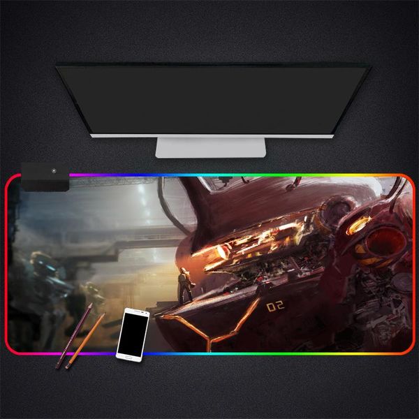 

mouse pads & wrist rests rgb pad large gaming luminous waterproof non-slip rubber desk mat robot wars mousepad computer lapkeyboard