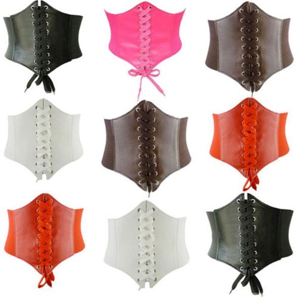 

belts women ladies soft pu leather wrap around tie waistband lace up eyelet cotton corset belt cinch waist wide dress 2021, Black;brown