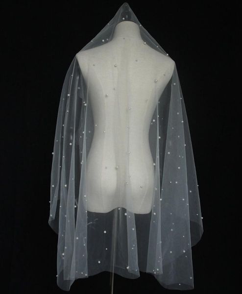 

bridal veils veil pearl beaded white ivory 1.5m width wedding accesories, Black