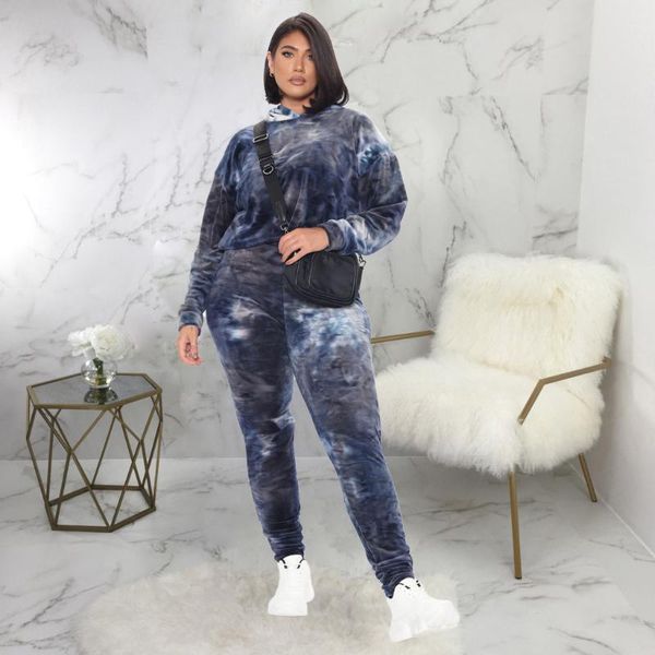

women's two piece pants xl-5xl women 2 pieces outfit tie dye color sweatsuit short sleeve long hoodie tracksuit, White