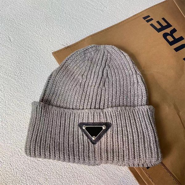 

purity knitted cap designer hat womens luxury wool hats triangle mark caps letter brand winter autumn cashmere habbly, Blue;gray