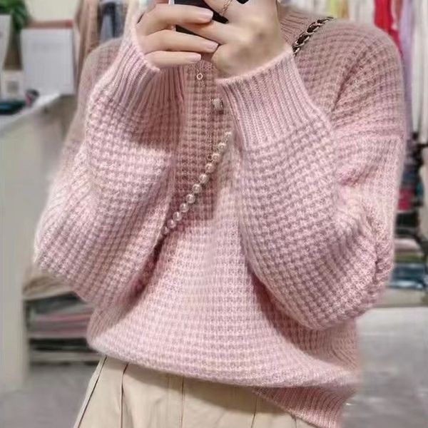 

autumn and winter new yuanbao needle bottomed women's pullover sweet korean round neck long sleeve loose sweater top, White;black