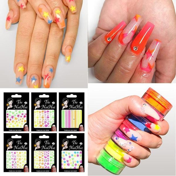 

women fashion nail art manicure decoration pack of fluorescent pentagram glitter sticker1, Black