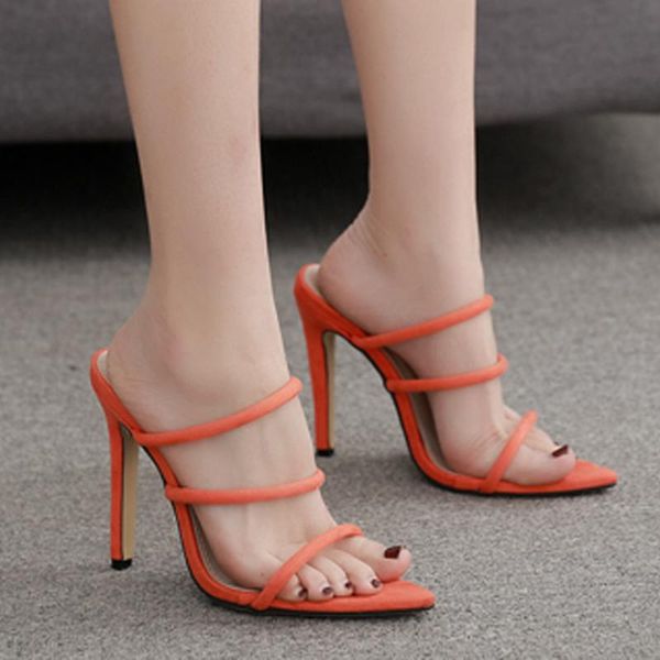 

sandals women high heels shoes 2021 summer thin heel ladies slippers pointed toe comfortable, Black