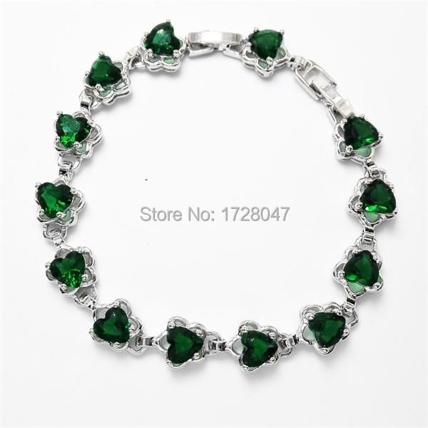 

green color women fashion jewelry bracelet & bangle rhodium gold filled heart zircon bracelets link, chain, Black