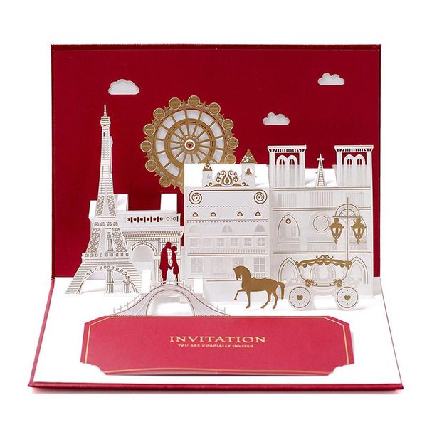 

greeting cards 3d laser cut wedding church kiss lover paper invitation valentine's day engagement supply creative gift