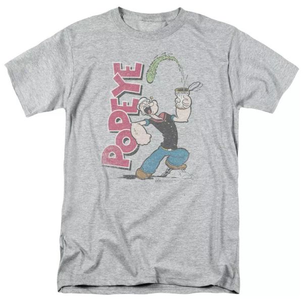

popeye spinach power "athletic heather " color t-shirt sizes s-3x new, White;black