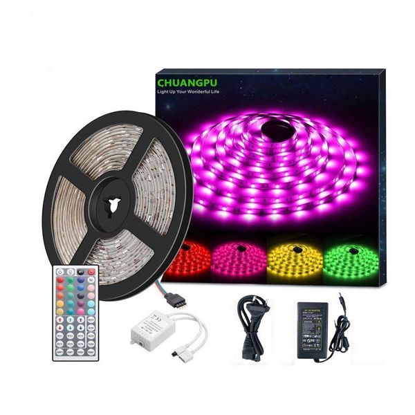 

strips ip65 waterproof led strip light one face glue rgb flexible tape with power supply for living room decoration