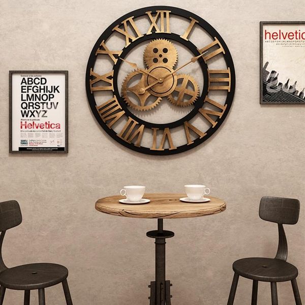 

wall clocks 40/50cm vintage silent clock arabic roman numeral pendulum for living room bedroom kitchen office home decor